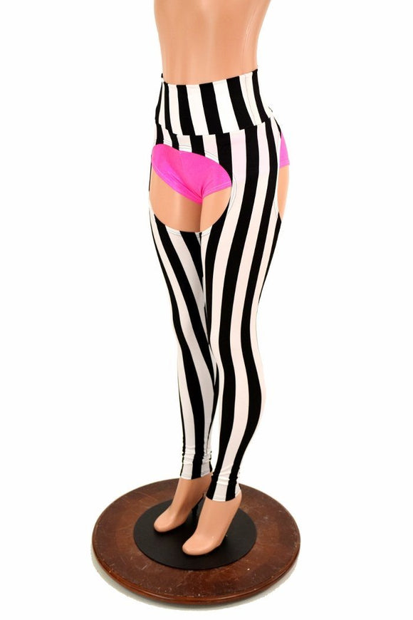 Black & White Stripe Chaps - Coquetry Clothing