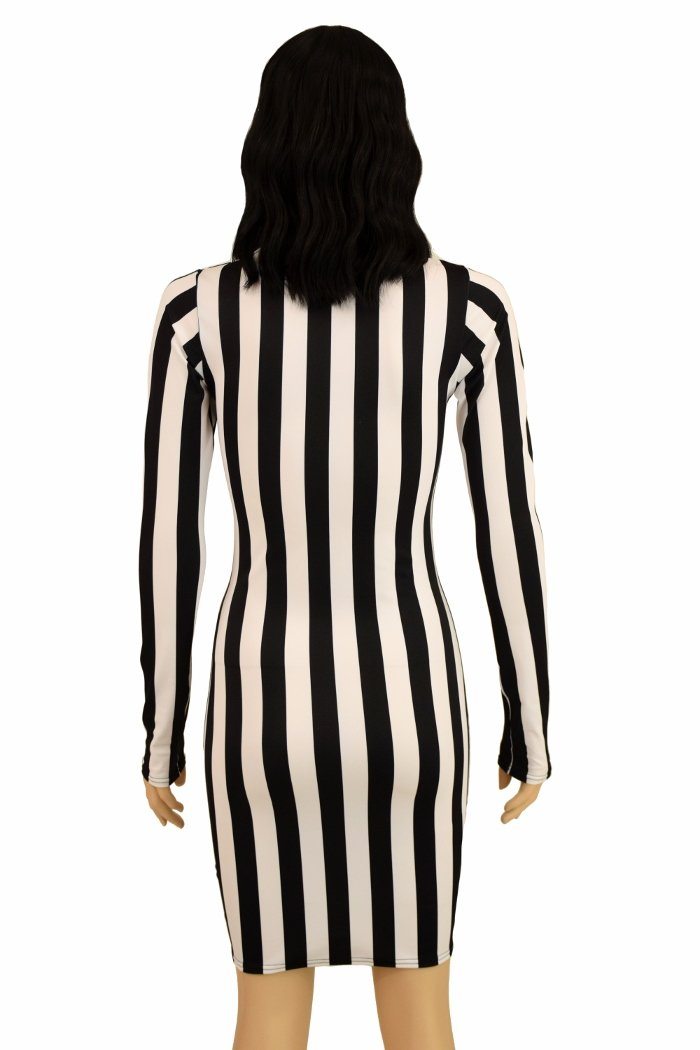 Black & White Stripe Long Sleeve Dress - Coquetry Clothing 3XL / Black and White Stripe Black & White Stripe Long Sleeve Dress - Coquetry Clothing 3XL / Black and White Stripe
