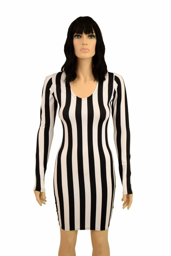 Black & White Stripe Long Sleeve Dress - Coquetry Clothing