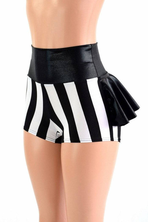 Black & White Stripe Ruffle Rump Shorts - Coquetry Clothing