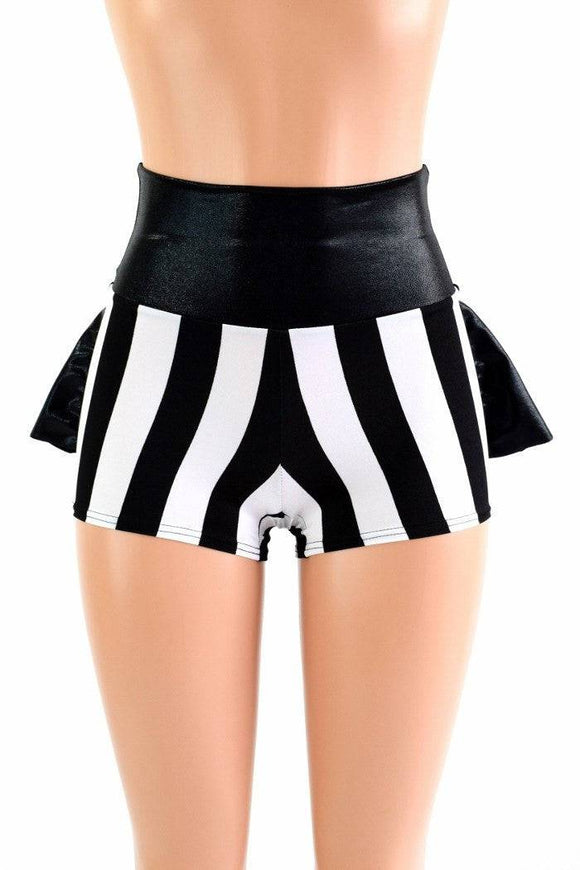 Black & White Stripe Ruffle Rump Shorts - Coquetry Clothing