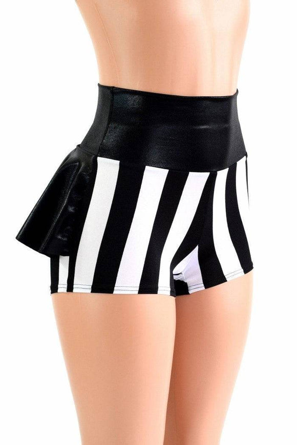 Black & White Stripe Ruffle Rump Shorts - Coquetry Clothing