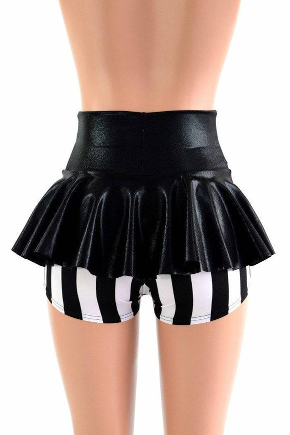 Black & White Stripe Ruffle Rump Shorts - Coquetry Clothing