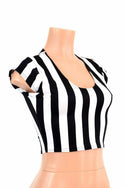 Black & White Striped Crop Top - 4