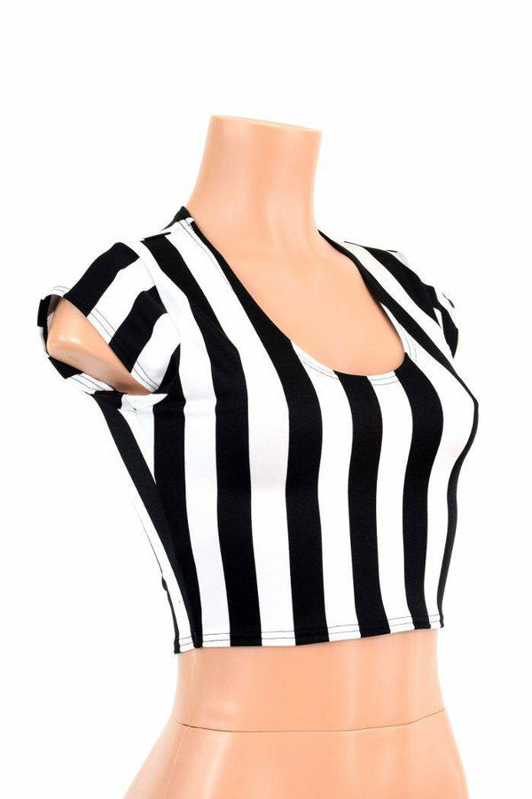 Black & White Striped Crop Top - 4