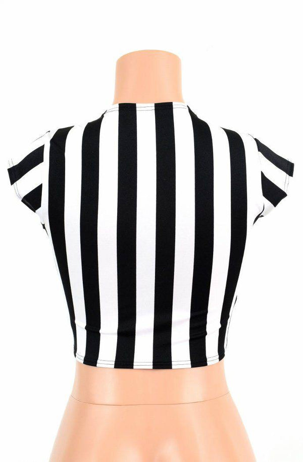 Black & White Striped Crop Top - 3