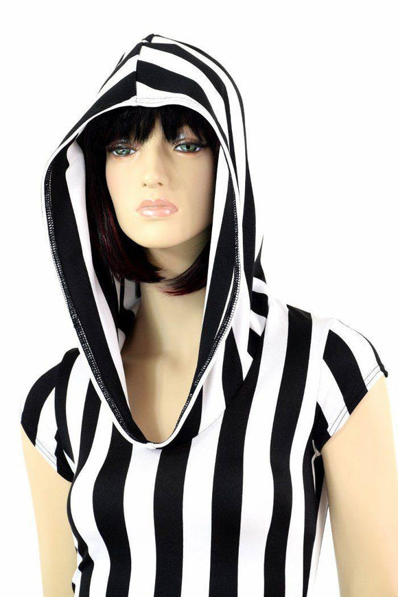 Black & White Striped Hoodie Romper - Coquetry Clothing