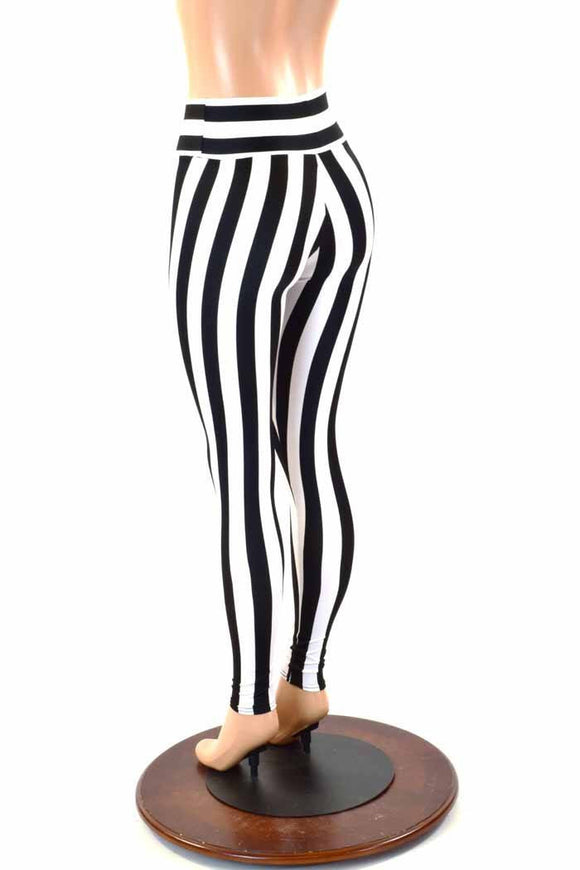 Black & White Striped Leggings - Coquetry Clothing