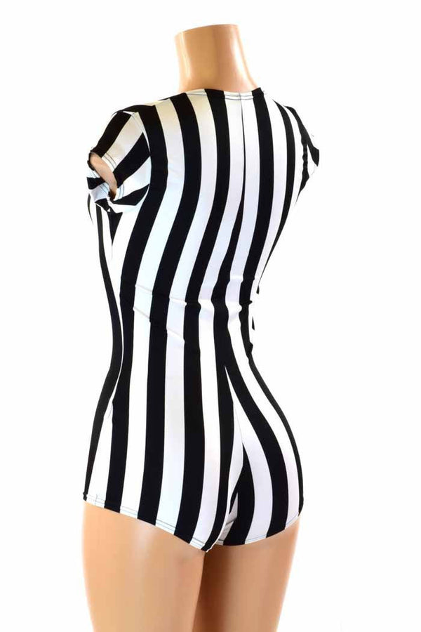 Black & White Striped Romper - 5