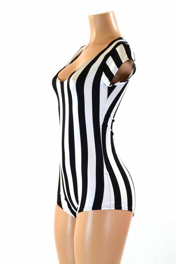 Black & White Striped Romper - 1