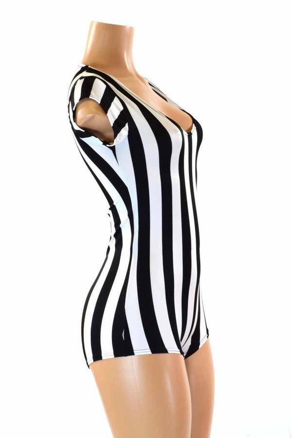 Black & White Striped Romper - 3