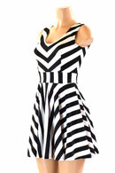 Black & White Striped Skater Dress - Coquetry Clothing