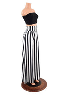 Black & White Striped Wide Leg Pants with Back Pockets - Coquetry Clothing