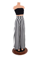 Black & White Striped Wide Leg Pants with Back Pockets - Coquetry Clothing