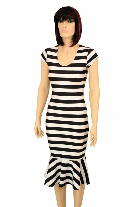 Black & White Wiggle Dress - Coquetry Clothing