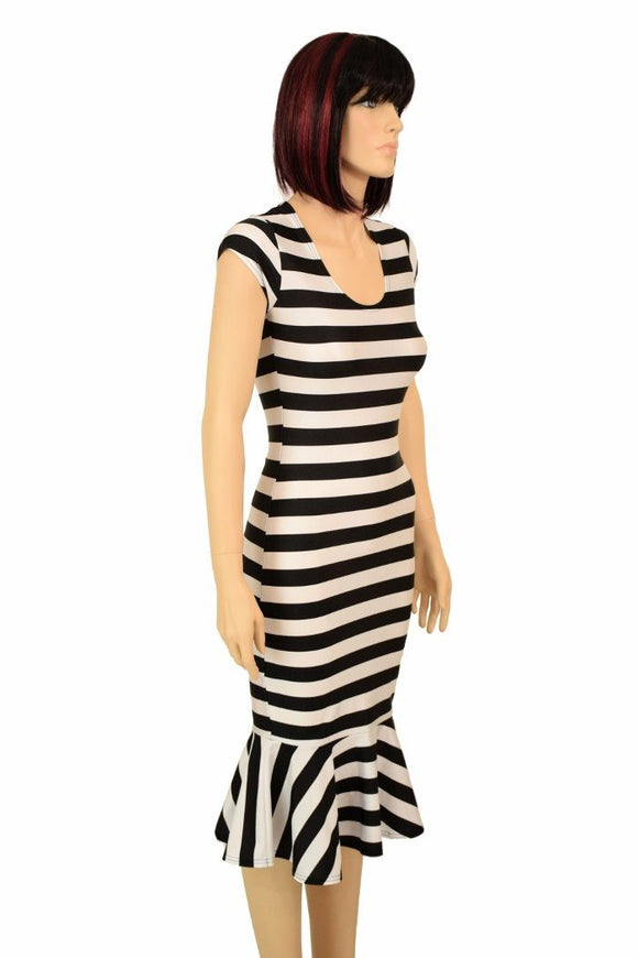 Black & White Wiggle Dress - Coquetry Clothing