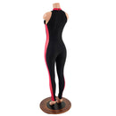 Black Zen Catsuit with Red Mesh Side Panels - Coquetry Clothing