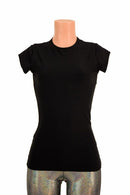Black Zen Crew Neck Cap Sleeve Top - Coquetry Clothing