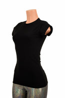 Black Zen Crew Neck Cap Sleeve Top - Coquetry Clothing