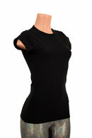 Black Zen Crew Neck Cap Sleeve Top - Coquetry Clothing