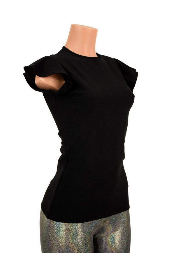 Black Zen Crew Neck Flip Sleeve Top - Coquetry Clothing