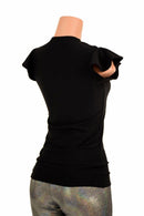 Black Zen Crew Neck Flip Sleeve Top - Coquetry Clothing