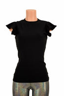 Black Zen Crew Neck Flip Sleeve Top - Coquetry Clothing