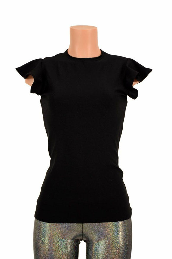 Black Zen Crew Neck Flip Sleeve Top - Coquetry Clothing
