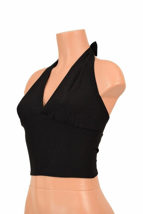 Black Zen Darted Tie Back "Midi" Halter - 1