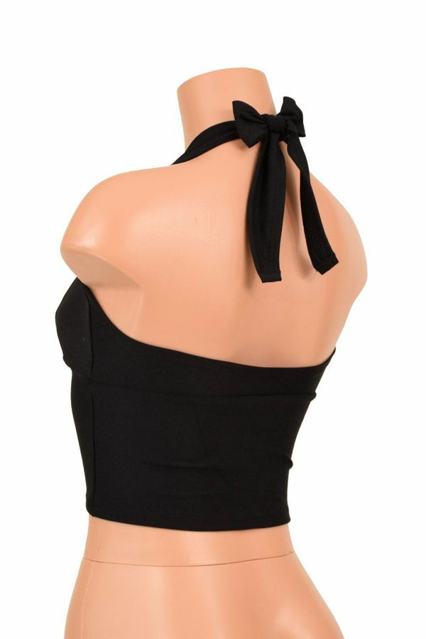 Black Zen Darted Tie Back "Midi" Halter - 5
