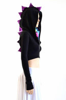 Black Zen Dragon Zipper Front Crop Top - Coquetry Clothing
