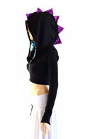 Black Zen Dragon Zipper Front Crop Top - Coquetry Clothing