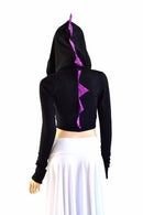 Black Zen Dragon Zipper Front Crop Top - Coquetry Clothing