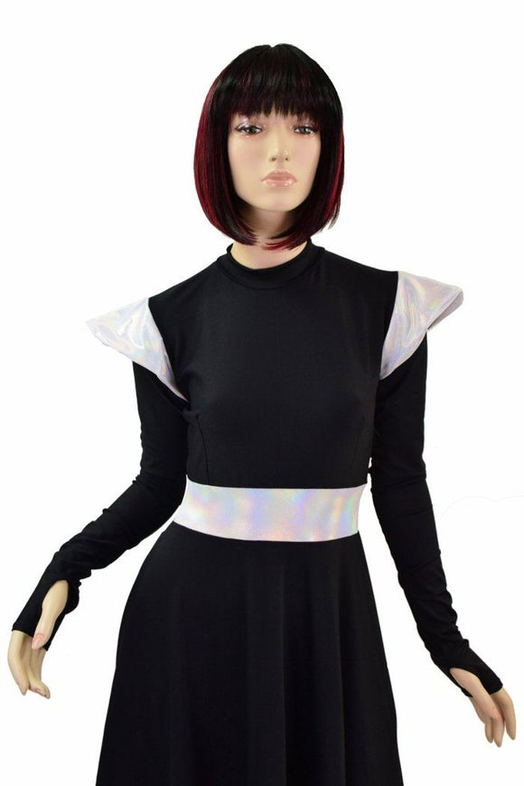 Black Zen & Flashbulb Melissa Gown with Chimera Sleeves - Coquetry Clothing