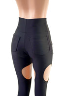 Black Zen Garter Leggings with Front and Back Pockets - Coquetry Clothing