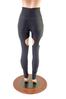Black Zen Garter Leggings with Front and Back Pockets - Coquetry Clothing
