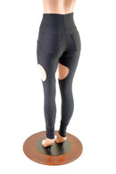 Black Zen Garter Leggings with Front and Back Pockets - Coquetry Clothing