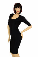 Black Zen Half Sleeve Wiggle Dress - Coquetry Clothing
