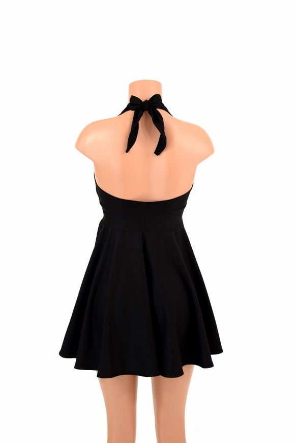 Black Zen Halter Skater Dress - Coquetry Clothing