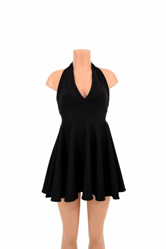 Black Zen Halter Skater Dress - Coquetry Clothing