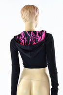 Black Zen & Neon Lightning Crop Hoodie - Coquetry Clothing