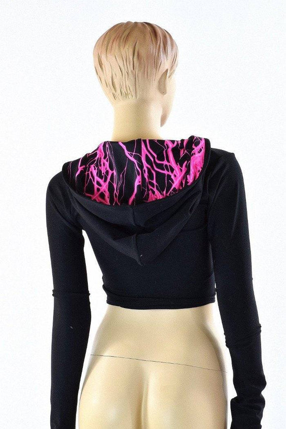 Black Zen & Neon Lightning Crop Hoodie - Coquetry Clothing