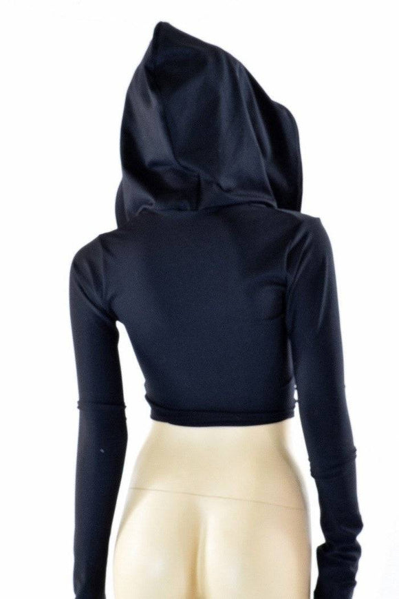 Black Zen & Neon Lightning Crop Hoodie - Coquetry Clothing