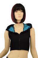 Black Zen & Turquoise Hoodie Crop - Coquetry Clothing