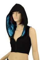 Black Zen & Turquoise Hoodie Crop - Coquetry Clothing