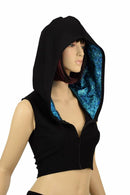 Black Zen & Turquoise Hoodie Crop - Coquetry Clothing
