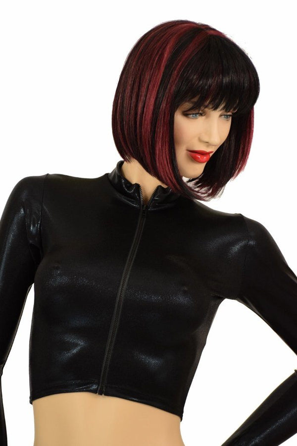 Black Zippered Crop Top - 6