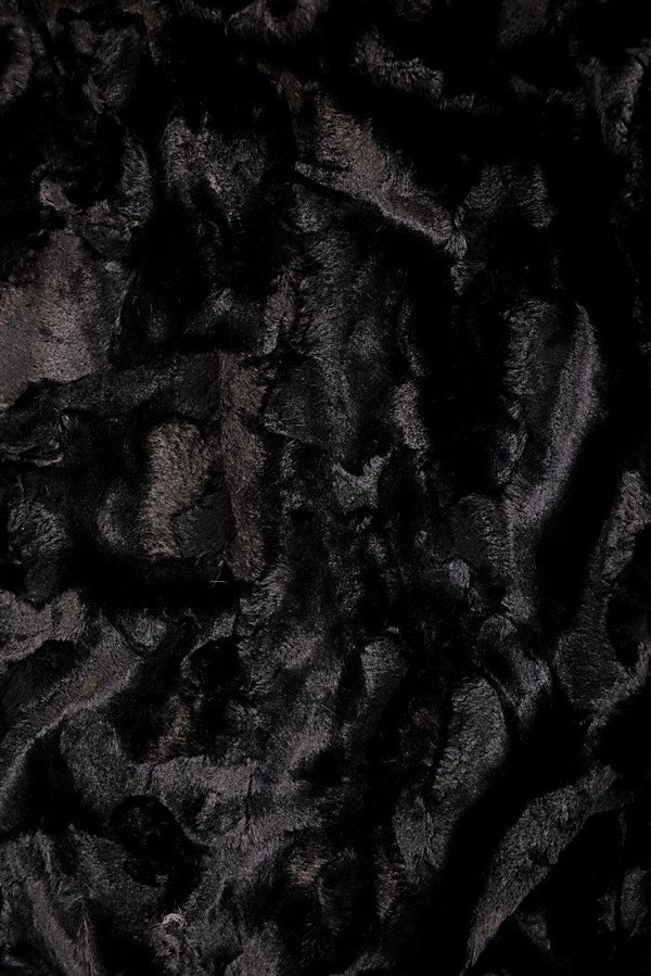 Black Minky Faux Fur Fabric - 1