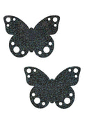 Black Holographic Butterfly Pasties - 1