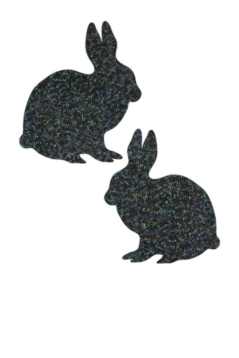 Black Holographic Bunny Pasties - Coquetry Clothing